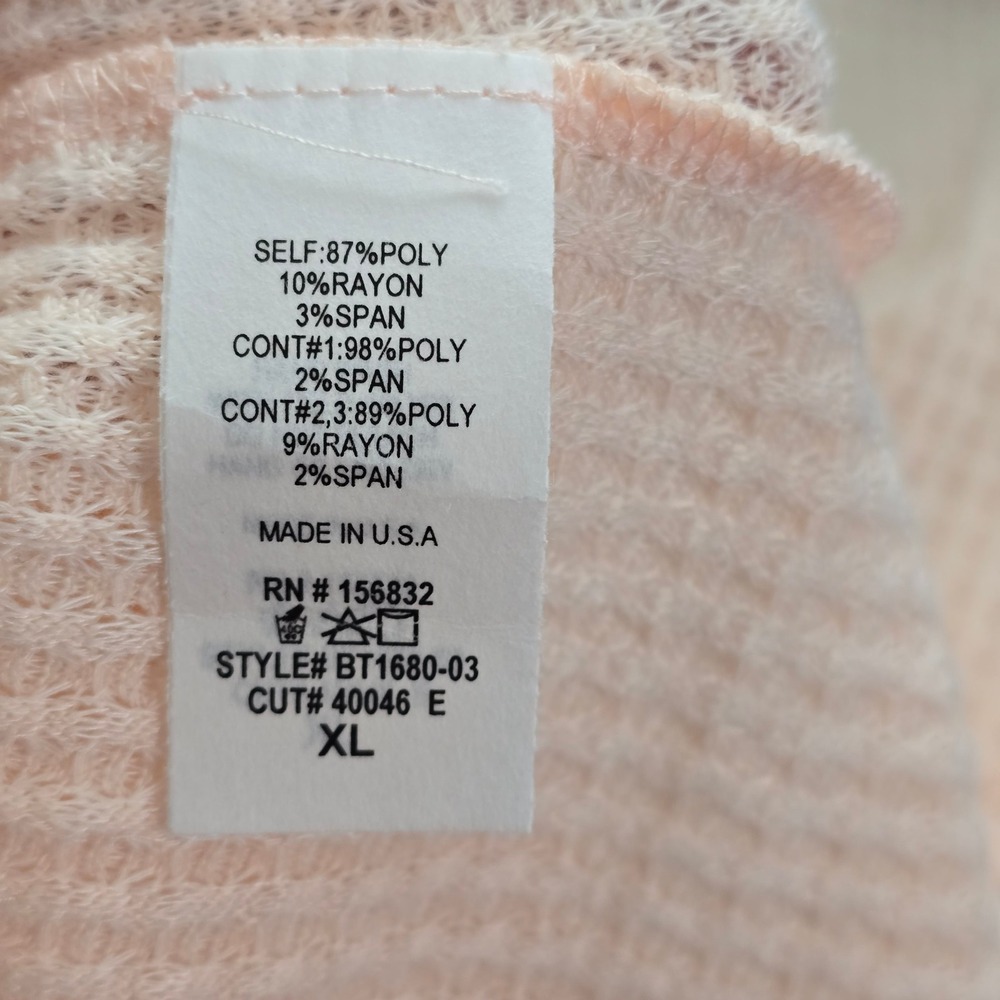 BIBI Waffle Knit Top Women XL Peach Colorblock Thermal PastelStreetwear Gorpcore - Picture 9 of 11